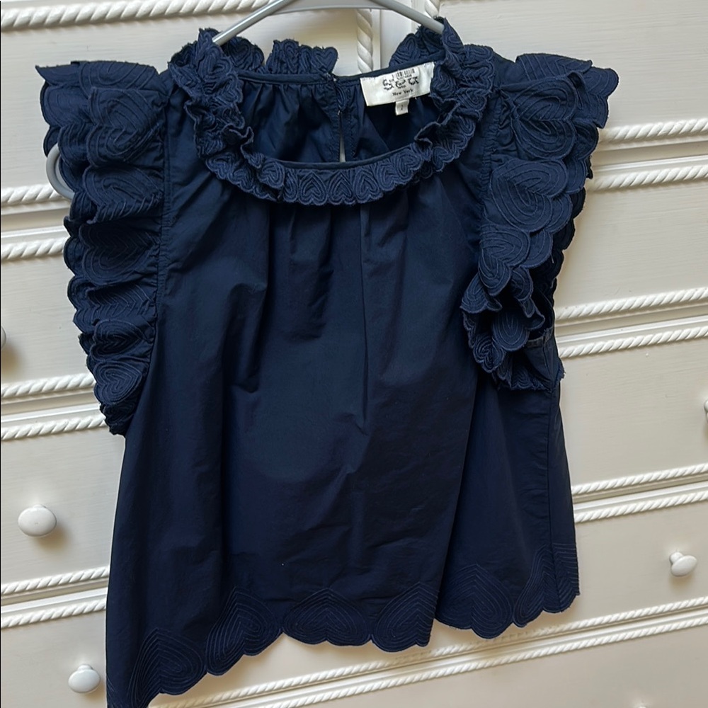 Sea New York Navy Ruffle Top
